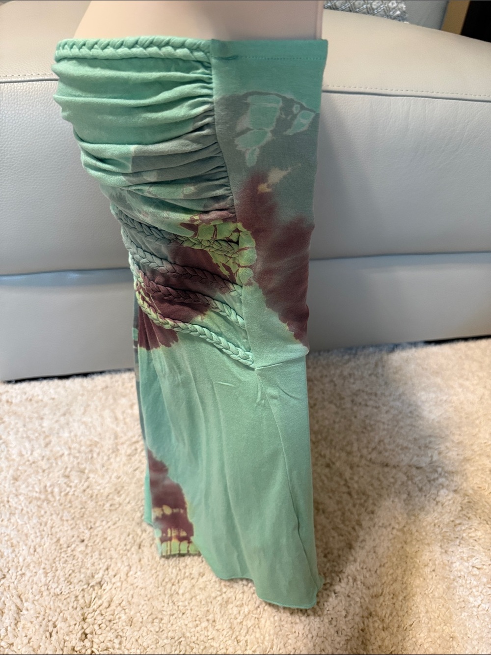 Sky Strapless Braided Tie-Dye Mint green Maroon cream medium v neck - Picture 4 of 5